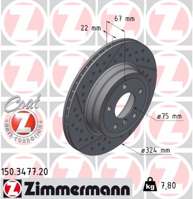 ZIMMERMANN Hátsó féktárcsa 150.3477.20_ZIM