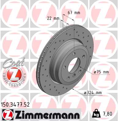 ZIMMERMANN Hátsó féktárcsa 150.3477.52_ZIM