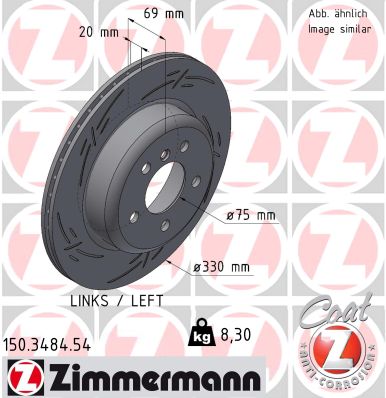 ZIMMERMANN Hátsó féktárcsa 150.3484.54_ZIM