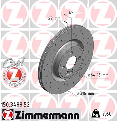 ZIMMERMANN Első féktárcsa 150.3488.52_ZIM