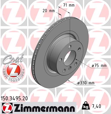 ZIMMERMANN Hátsó féktárcsa 150.3495.20_ZIM