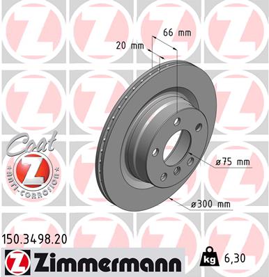 ZIMMERMANN Hátsó féktárcsa 150.3498.20_ZIM