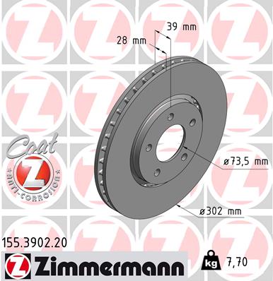 ZIMMERMANN Első féktárcsa 155.3902.20_ZIM