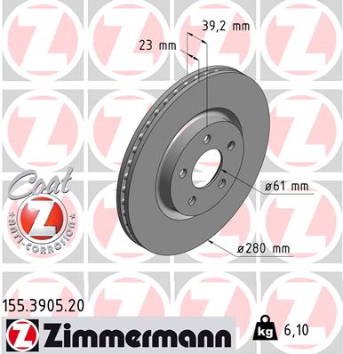 ZIMMERMANN Első féktárcsa 155.3905.20_ZIM