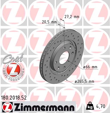 ZIMMERMANN Első féktárcsa 180.2018.52_ZIM