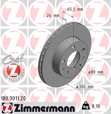 ZIMMERMANN Első féktárcsa 180.3011.20