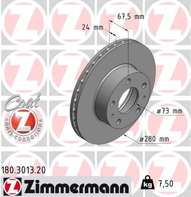 ZIMMERMANN Első féktárcsa 180.3013.20_ZIM