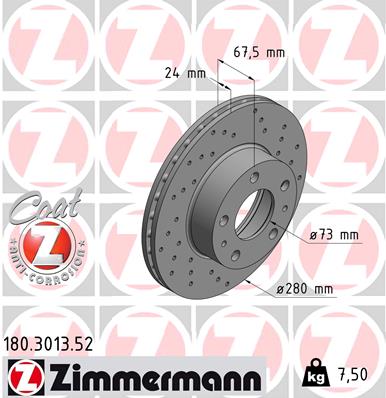 ZIMMERMANN Első féktárcsa 180.3013.52_ZIM