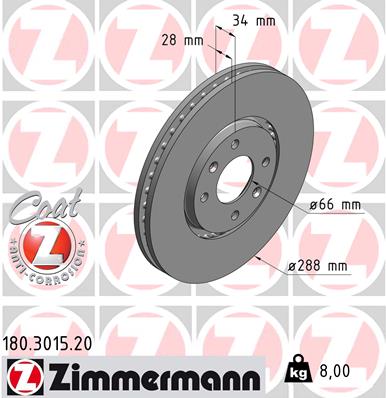 ZIMMERMANN Első féktárcsa 180.3015.20_ZIM