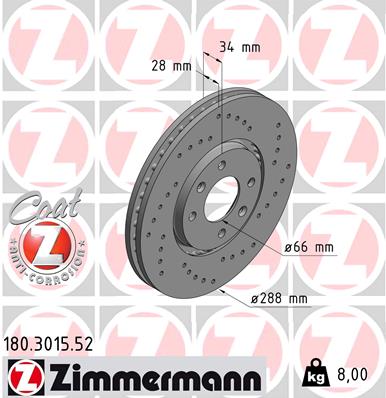 ZIMMERMANN Első féktárcsa 180.3015.52_ZIM