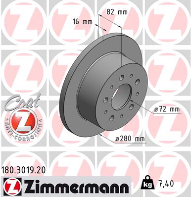 ZIMMERMANN Hátsó féktárcsa 180.3019.20_ZIM