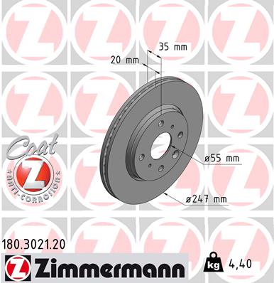 ZIMMERMANN Első féktárcsa 180.3021.20_ZIM