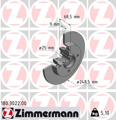 ZIMMERMANN Hátsó féktárcsa 180.3022.00_ZIM