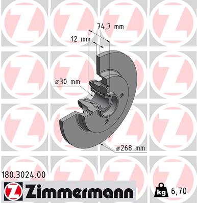 ZIMMERMANN Féktárcsa+kerékagycsapágy 180.3024.00_ZIM