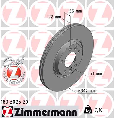 ZIMMERMANN Hátsó féktárcsa 180.3025.20_ZIM