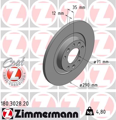 ZIMMERMANN Hátsó féktárcsa 180.3028.20_ZIM