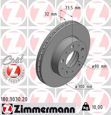 ZIMMERMANN Első féktárcsa 180.3030.20_ZIM