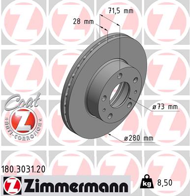 ZIMMERMANN Első féktárcsa 180.3031.20_ZIM