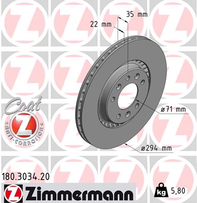 ZIMMERMANN Hátsó féktárcsa 180.3034.20_ZIM