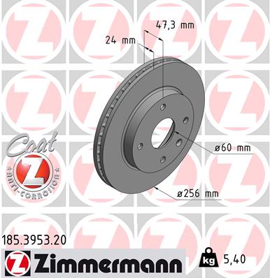 ZIMMERMANN Első féktárcsa 185.3953.20_ZIM