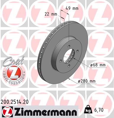 ZIMMERMANN Első féktárcsa 200.2514.20_ZIM