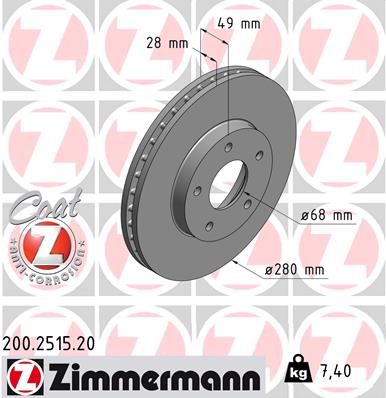 ZIMMERMANN Első féktárcsa 200.2515.20_ZIM