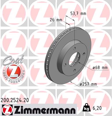 ZIMMERMANN Első féktárcsa 200.2524.20_ZIM