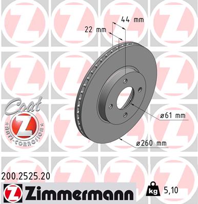 ZIMMERMANN Első féktárcsa 200.2525.20_ZIM