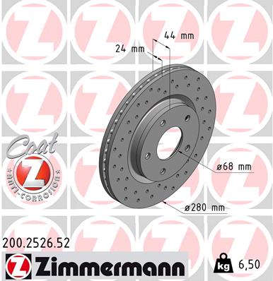 ZIMMERMANN Első féktárcsa 200.2526.52_ZIM