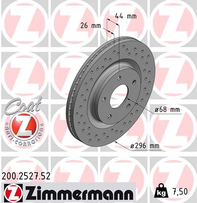 ZIMMERMANN Első féktárcsa 200.2527.52_ZIM