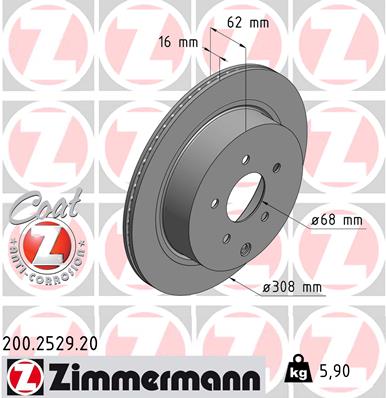 ZIMMERMANN Hátsó féktárcsa 200.2529.20_ZIM