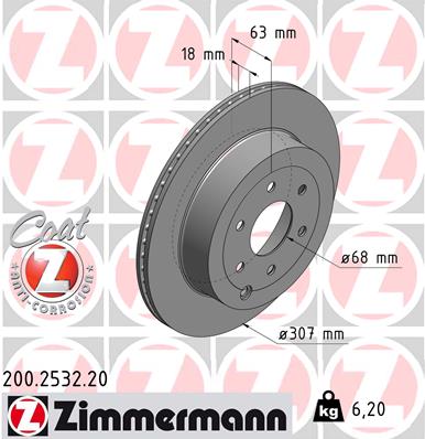 ZIMMERMANN Hátsó féktárcsa 200.2532.20_ZIM