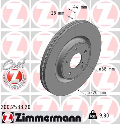 ZIMMERMANN Első féktárcsa 200.2533.20_ZIM