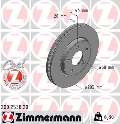 ZIMMERMANN Féktárcsa, mind 200.2538.20_ZIM