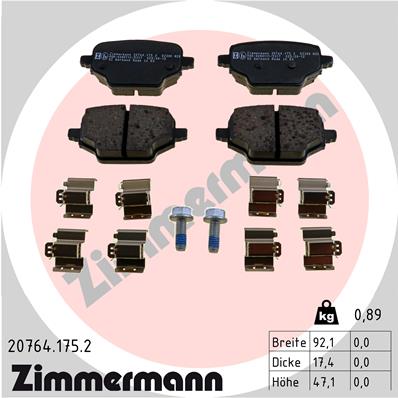 ZIMMERMANN Fékbetét, mind 20764.175.2_ZIM