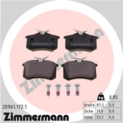 ZIMMERMANN Hátsó fékbetét 20961.172.1_ZIM