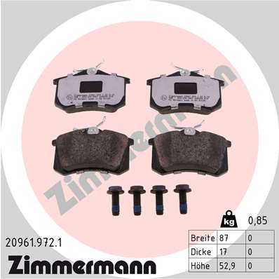 ZIMMERMANN Hátsó fékbetét 20961.972.1_ZIM