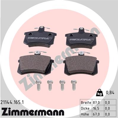 ZIMMERMANN Hátsó fékbetét 21144.165.1_ZIM