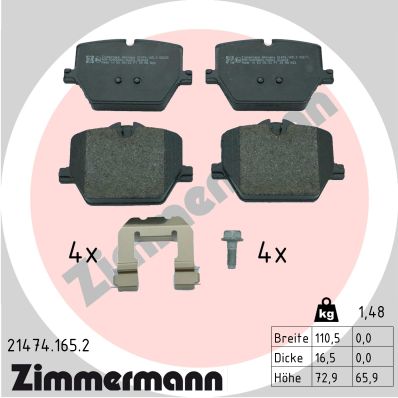 ZIMMERMANN Fékbetét, mind 21474.165.2_ZIM