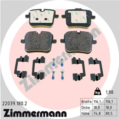 ZIMMERMANN Fékbetét, mind 22039.180.2_ZIM