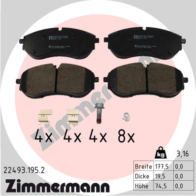 ZIMMERMANN Fékbetét, mind 22493.195.2_ZIM