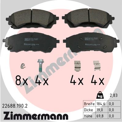 ZIMMERMANN Fékbetét, mind 22688.190.2_ZIM