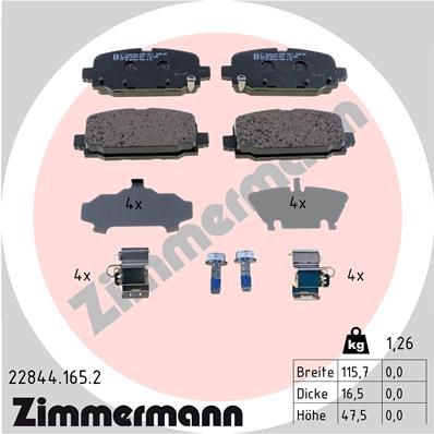 ZIMMERMANN Fékbetét, mind 22844.165.2_ZIM