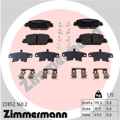 ZIMMERMANN Fékbetét, mind 22852.160.2_ZIM