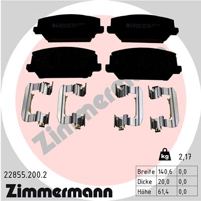 ZIMMERMANN Fékbetét, mind 22855.200.2_ZIM