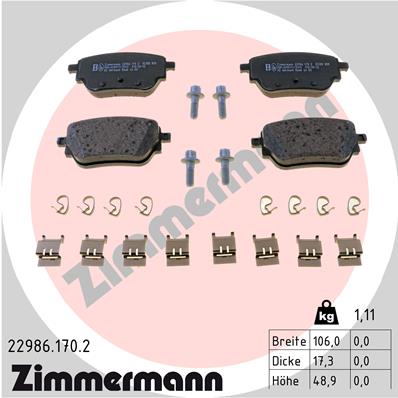 ZIMMERMANN Hátsó fékbetét 22986.170.2_ZIM