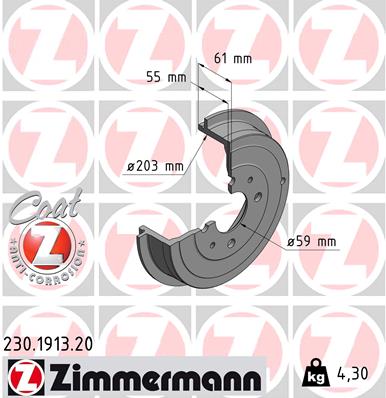 ZIMMERMANN Fékdob 230.1913.20_ZIM