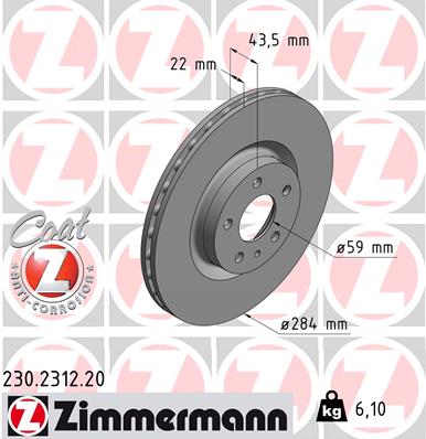 ZIMMERMANN Első féktárcsa 230.2312.20_ZIM