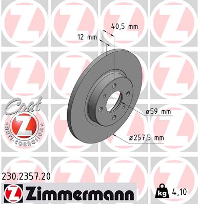 ZIMMERMANN Első féktárcsa 230.2357.20_ZIM