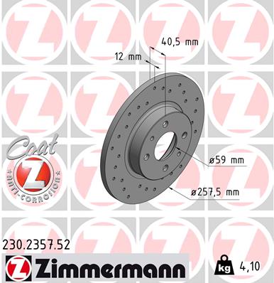 ZIMMERMANN Első féktárcsa 230.2357.52_ZIM